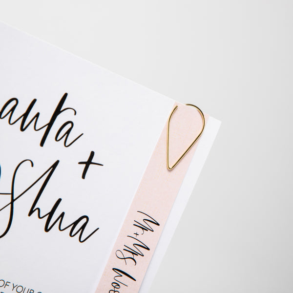 Wedding invites with gold and blush detail