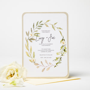 Ivory Wedding Invite With 3D Flower Detail