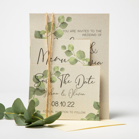 Botanical Pearlised Wedding Invitation Set