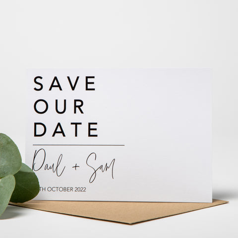 Simple Black And White Save The Dates